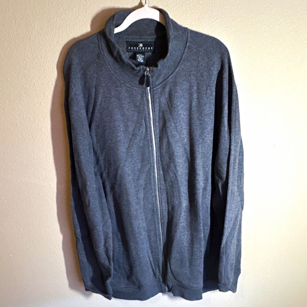 Consensus Sportswear Men’s Full Zip Fleece Sweatshirt High Neck Gray XXLT